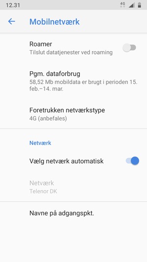 Scroll til og vælg Navne på adgangspkt.