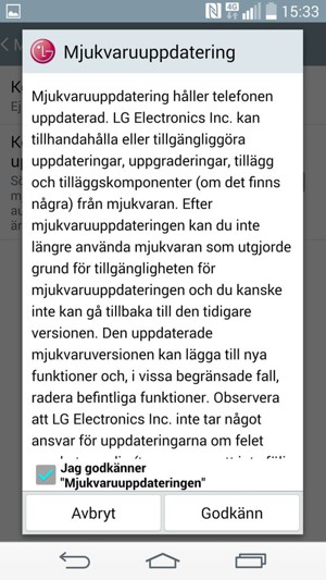 Kryssa i Jag godkänner Mjukvaruuppdateringen-rutan och välj Godkänn