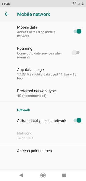 Select Preferred network type