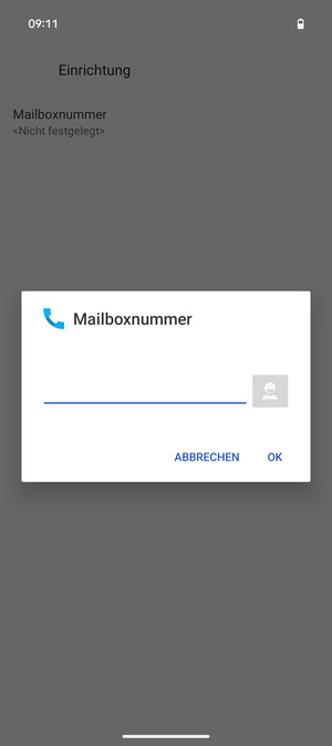 Geben Sie die Mailboxnummer ein und wählen Sie OK