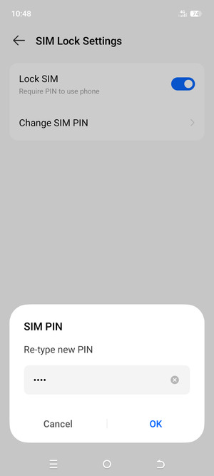Confirm your new SIM PIN and select OK