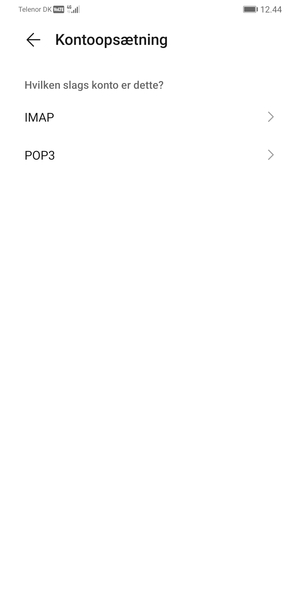Vælg IMAP eller POP3