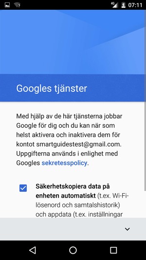 Tryck på V-knappen