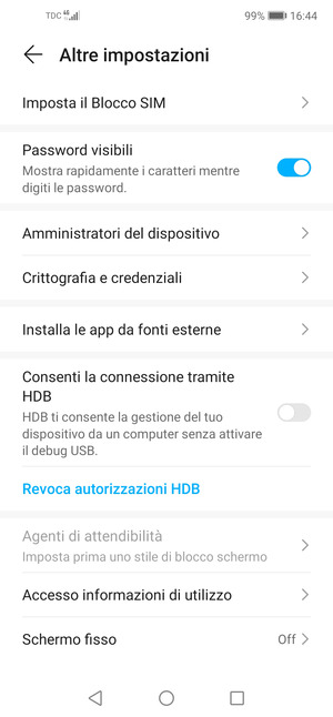 Seleziona Imposta il blocco SIM