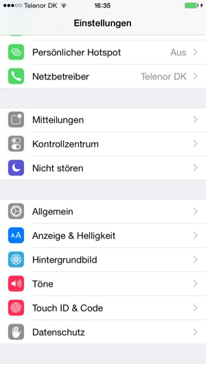 Wählen Sie Allgemein