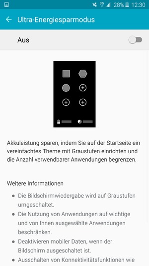 Schalten Sie Ultra-Energiesparmodus ein