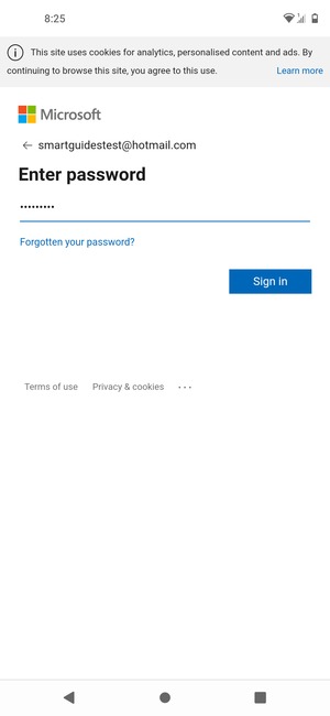 Enter your password and select Sign in