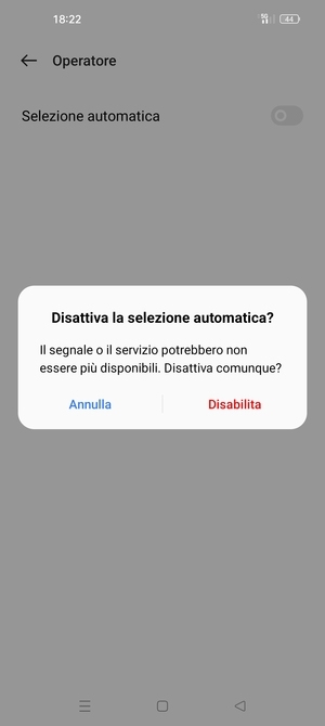 Seleziona Disabilita