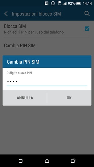 Conferma il nuovo PIN della SIM e seleziona OK