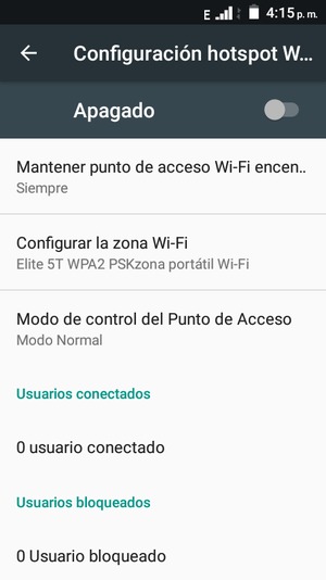 Seleccione Configurar la zona Wi-Fi