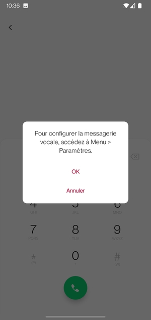 Si votre messagerie vocale n'est pas configurée, sélectionnez OK