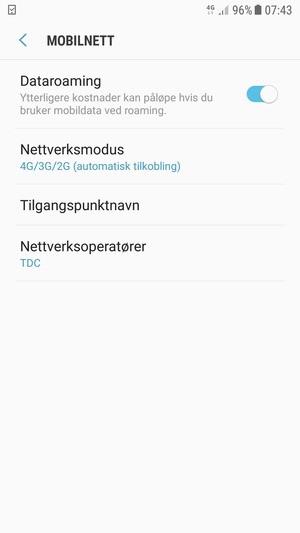 Slå Dataroaming på eller av