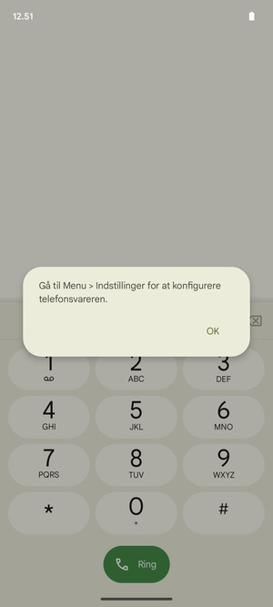 Hvis din telefonsvarer ikke er sat op, vælg OK