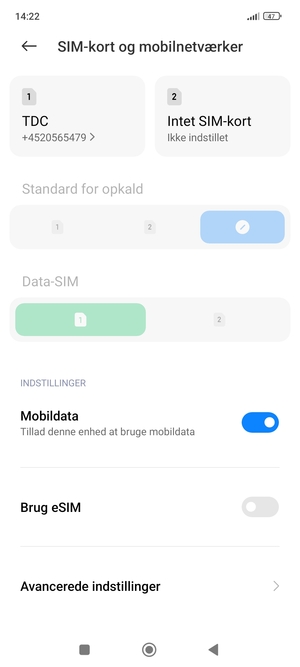Scroll til og vælg Avancerede indstillinger