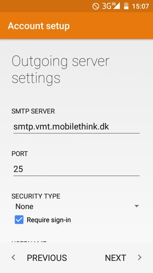 Enter Outgoing server address