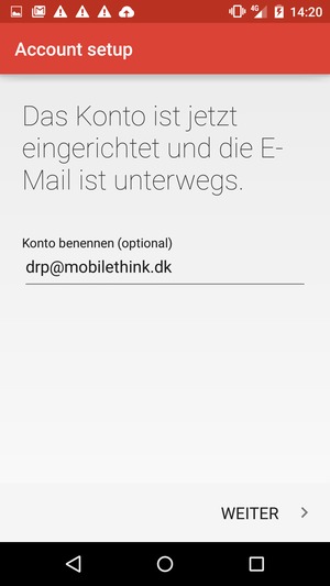 Geben Sie Ihrem Konto einen Namen und geben Sie Ihren Namen ein. Wählen Sie WEITER