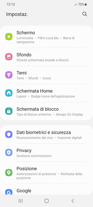 Scorri e seleziona Dati biometrici e sicurezza
