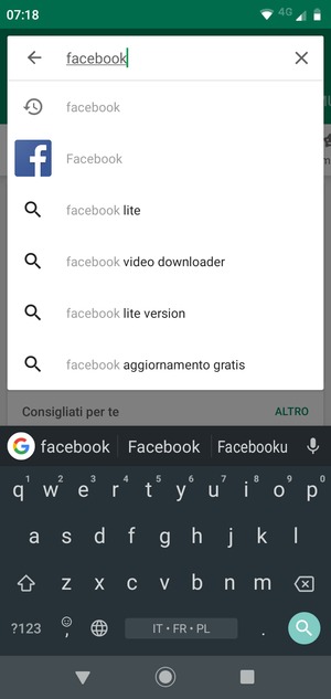 Inserisci il nome dell'app e seleziona Ricerca