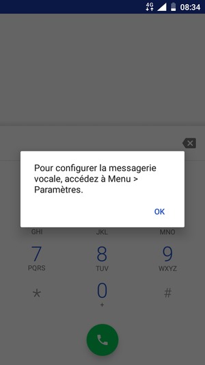 Si votre messagerie vocale n'est pas configurée, sélectionnez OK