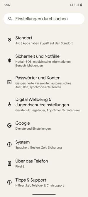 Scrollen Sie und wählen Sie System