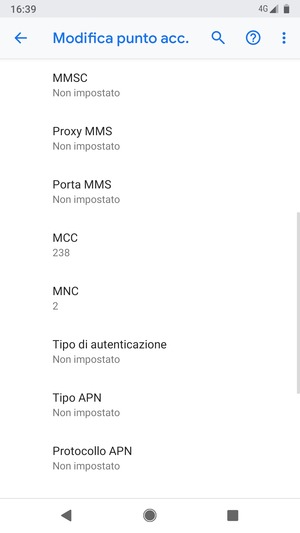 Scorri verso il basso e inserisci le informazioni degli MMS