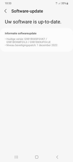 Als uw telefoon up-to-date is, zult u het volgende scherm zien