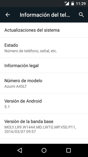 Seleccione Actualizaciónes del sistema