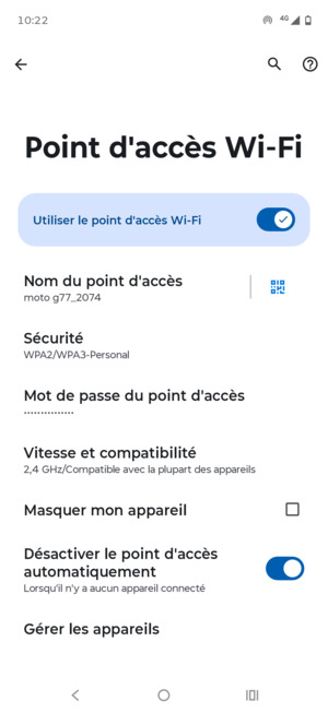 Votre téléphone est maintenant configuré pour être utilisé comme modem
