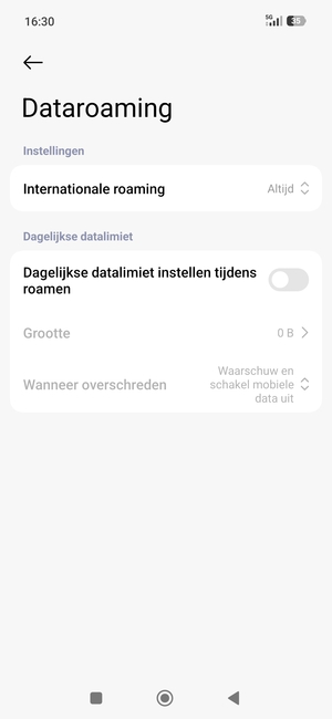 Selecteer Internationale roaming