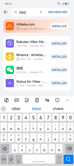 Saisissez le nom de l'appli et sélectionnez RECHERCHER