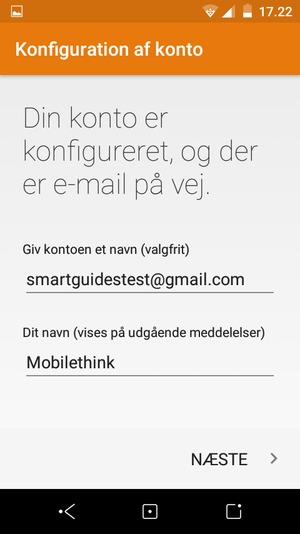 Giv din konto et navn og indtast dit navn. Vælg NÆSTE