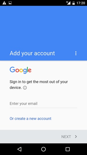 Enter your Gmail address and select NEXT