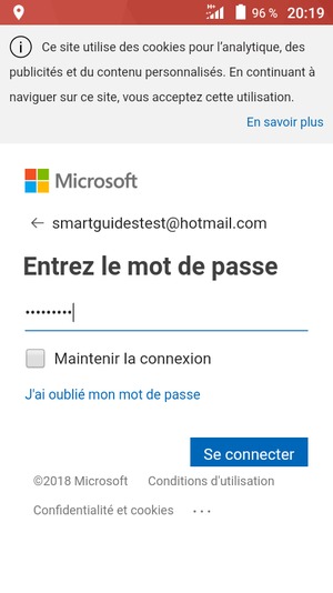 Saisissez votre mot de passe et sélectionnez Se connecter
