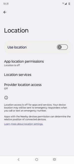 Turn off Use location