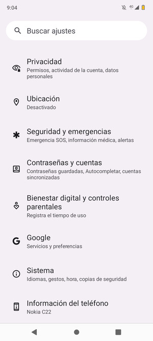 Desplácese y seleccione Sistema