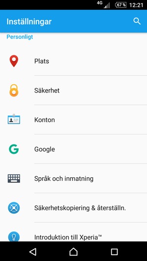 Scrolla till och välj Säkerhet