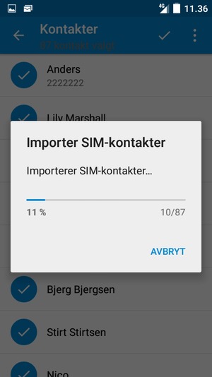 Kontaktene dine blir lagret på din Google-konto og lagret på telefonen din neste gang Google synkroniseres.