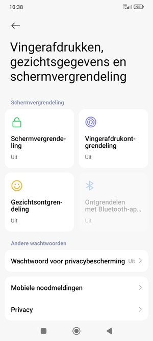Om uw schermvergrendeling te activeren, keer terug naar het Vingerafdrukken, gezichtsgegevens en schermvergrendeling-menu en selecteer Schermvergrendeling