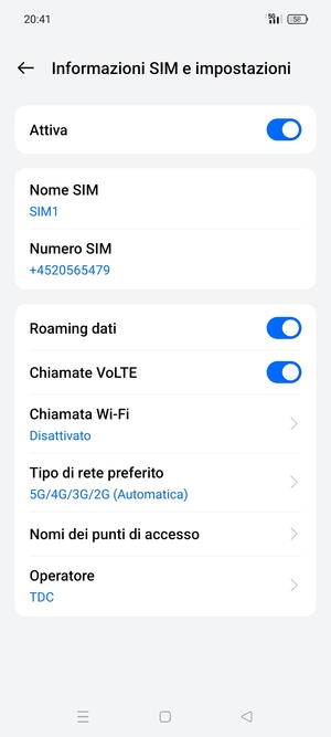Attiva o disattiva Roaming dati