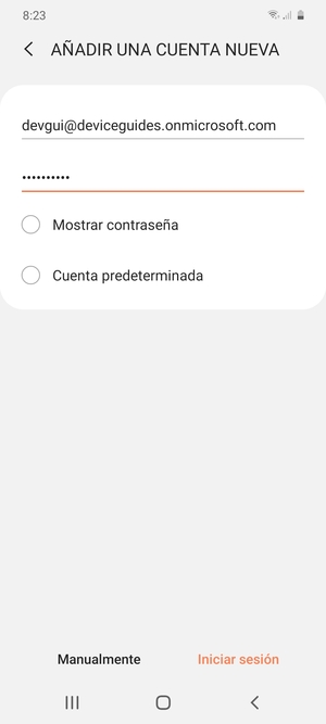 Introduzca su Dirección de correo electrónico y Contraseña. Seleccione Manualmente