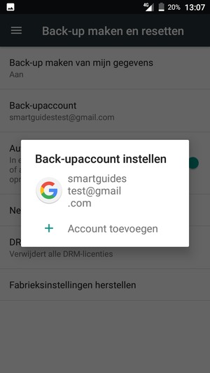 Selecteer uw back-upaccount