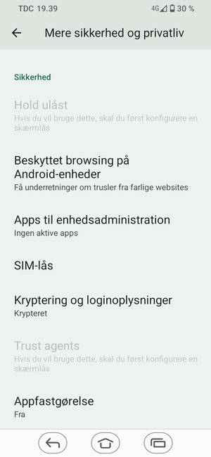 Scroll til og vælg SIM-lås