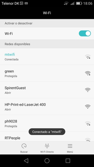Ahora está conectado a la red Wi-Fi