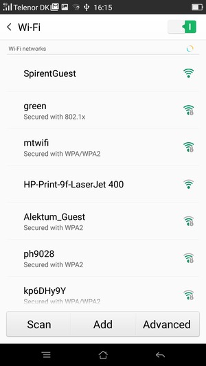 Select the wireless network you want to connect to