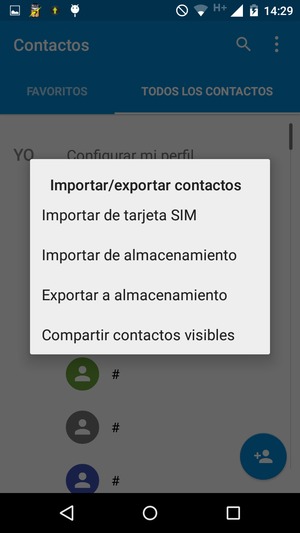 Seleccione Importar de tarjeta SIM