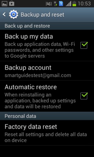 Select Backup account