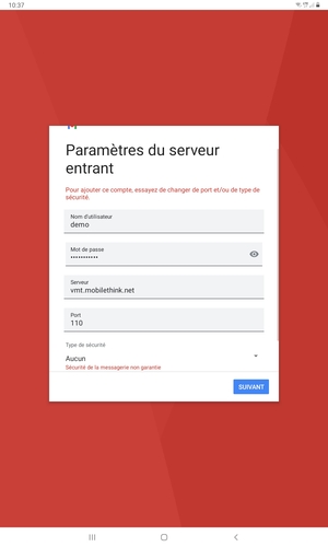 Sélectionnez SUIVANT