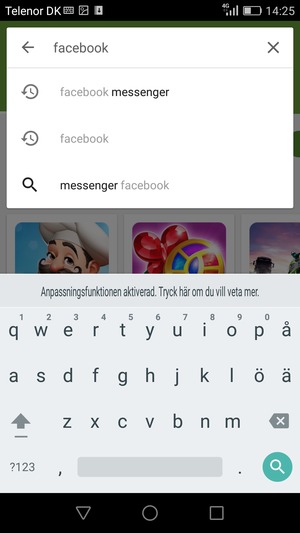 Ange app-namnet och välj Sök