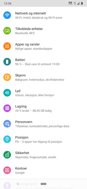 Velg Nettverk og Internett