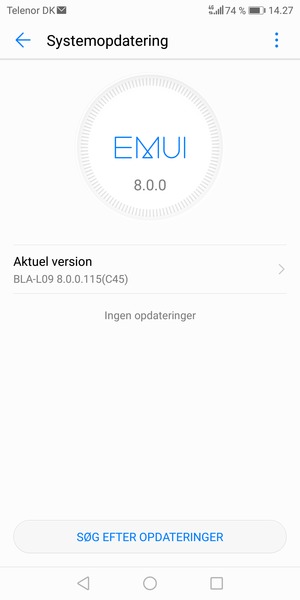 Hvis din telefon er opdateret, vil du se følgende skærmbillede